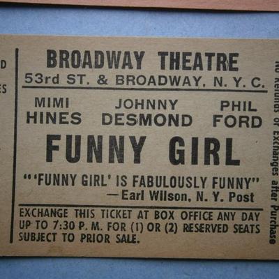 (3) 1960's Theatre Tickets