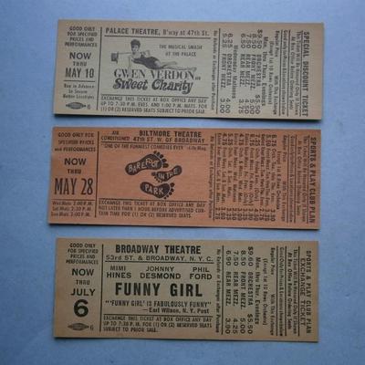(3) 1960's Theatre Tickets