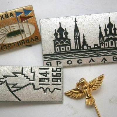 9 Vintage Russian Pins