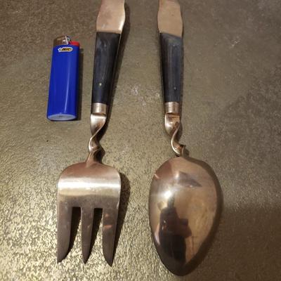 Large fork and spoon gold made in Thailand