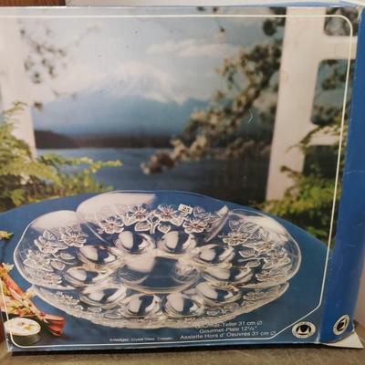 West German crystal glass platter