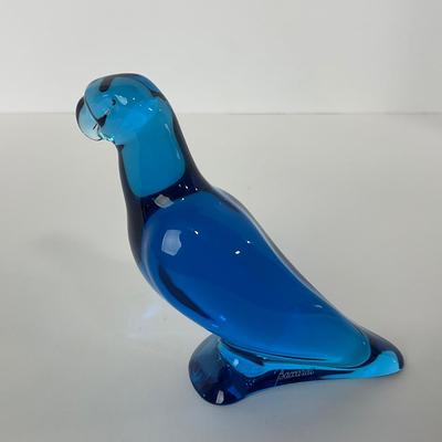 -9- BACCARAT | Blue Marked & Signed Parrot