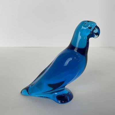 -9- BACCARAT | Blue Marked & Signed Parrot
