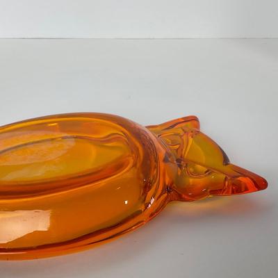 -13- VIKING | Mid Century Persimmon Amberina Owl Ash Tray