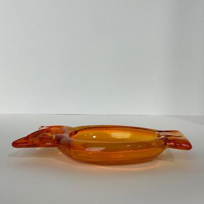 -13- VIKING | Mid Century Persimmon Amberina Owl Ash Tray