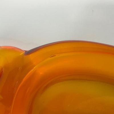 -13- VIKING | Mid Century Persimmon Amberina Owl Ash Tray