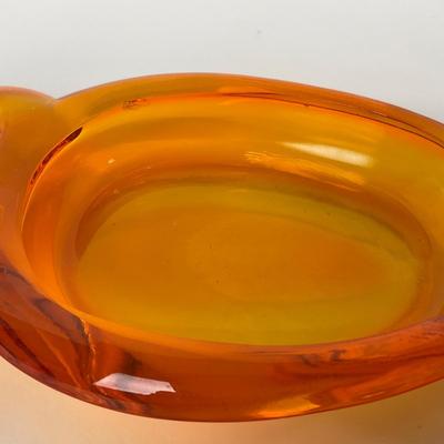 -13- VIKING | Mid Century Persimmon Amberina Owl Ash Tray