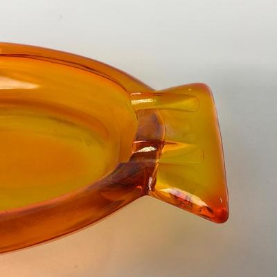 -13- VIKING | Mid Century Persimmon Amberina Owl Ash Tray