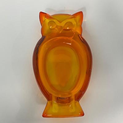 -13- VIKING | Mid Century Persimmon Amberina Owl Ash Tray