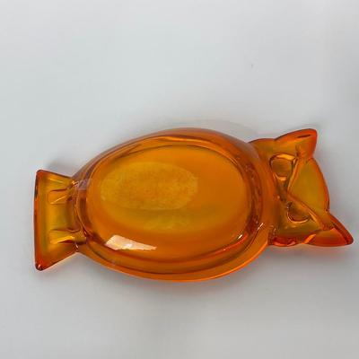 -13- VIKING | Mid Century Persimmon Amberina Owl Ash Tray