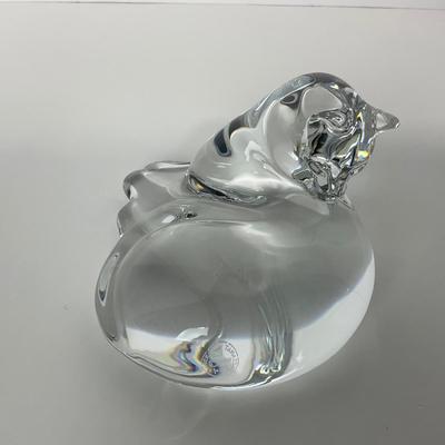 -16- BACCARAT | France Marked & Signed | Clear Crystal Reclining Cat