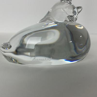 -16- BACCARAT | France Marked & Signed | Clear Crystal Reclining Cat