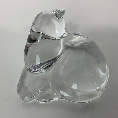 -16- BACCARAT | France Marked & Signed | Clear Crystal Reclining Cat