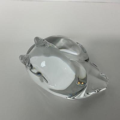 -16- BACCARAT | France Marked & Signed | Clear Crystal Reclining Cat