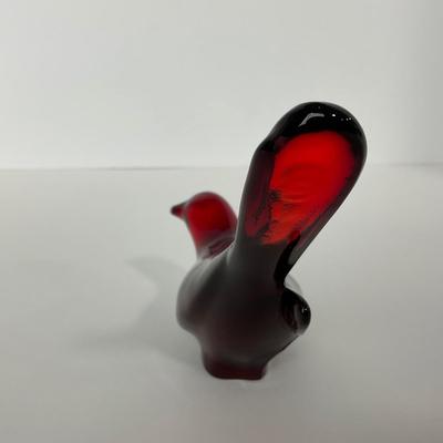 -18- FENTON | Marked Ruby Red Happiness Bird Long Tail