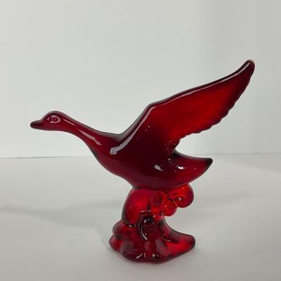 -20- HEISEY | By Dalzell Ruby Red Mallards Marked | Set Of Three