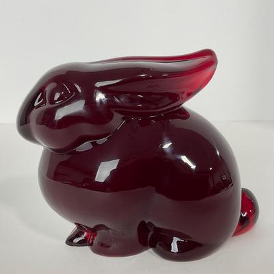-22- HEISEY | By Dalzell Imperial Marked Ruby Red Mother Rabbit