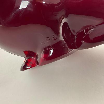-22- HEISEY | By Dalzell Imperial Marked Ruby Red Mother Rabbit