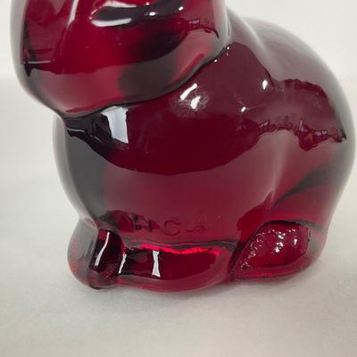 -23- HEISEY | By Dalzell Imperial Marked Ruby Red Baby Rabbits