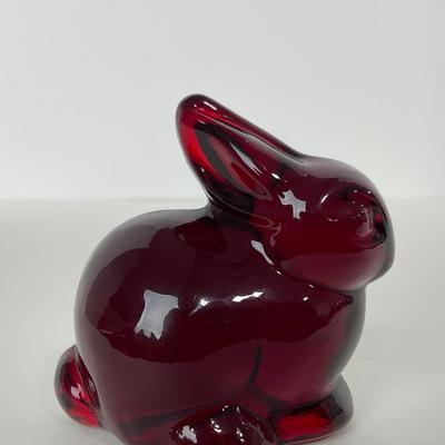 -23- HEISEY | By Dalzell Imperial Marked Ruby Red Baby Rabbits