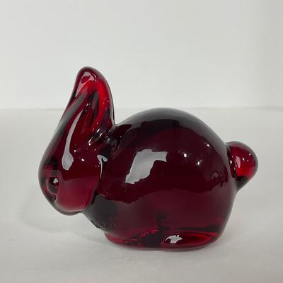 -23- HEISEY | By Dalzell Imperial Marked Ruby Red Baby Rabbits