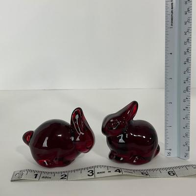 -23- HEISEY | By Dalzell Imperial Marked Ruby Red Baby Rabbits