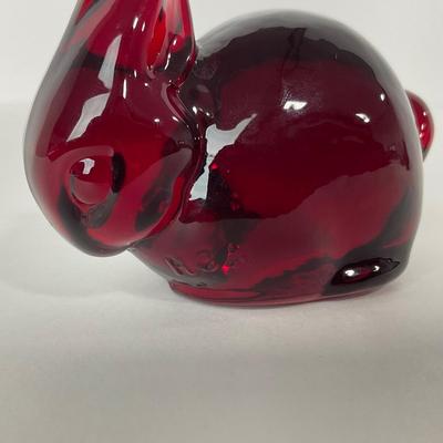 -23- HEISEY | By Dalzell Imperial Marked Ruby Red Baby Rabbits