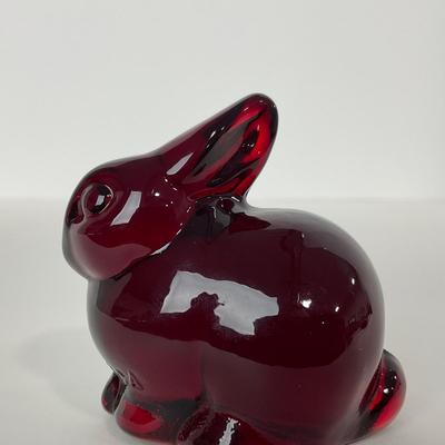 -23- HEISEY | By Dalzell Imperial Marked Ruby Red Baby Rabbits
