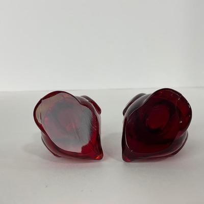 -24- HEISEY | By Dalzell Imperial Marked Ruby Red Standing Wood Ducklings