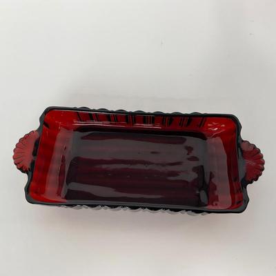 -31- ANCHOR HOCKING | Ruby Red Star Burst Dish