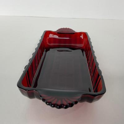 -31- ANCHOR HOCKING | Ruby Red Star Burst Dish