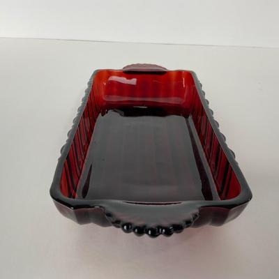 -31- ANCHOR HOCKING | Ruby Red Star Burst Dish