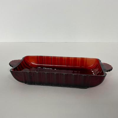 -31- ANCHOR HOCKING | Ruby Red Star Burst Dish