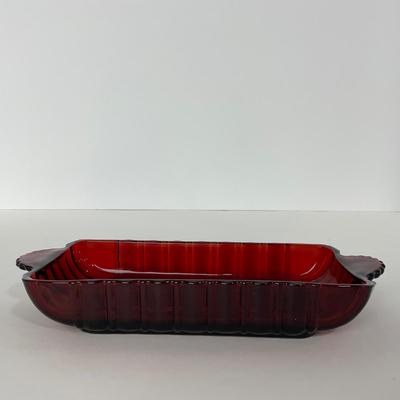 -31- ANCHOR HOCKING | Ruby Red Star Burst Dish