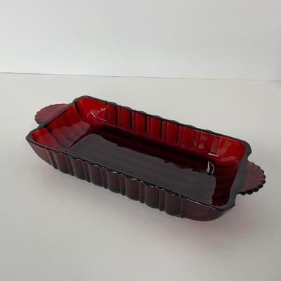 -31- ANCHOR HOCKING | Ruby Red Star Burst Dish