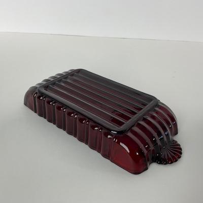 -31- ANCHOR HOCKING | Ruby Red Star Burst Dish