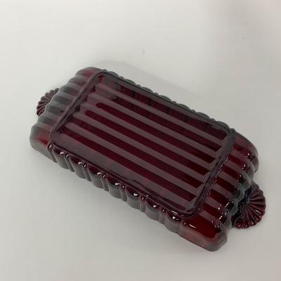-31- ANCHOR HOCKING | Ruby Red Star Burst Dish
