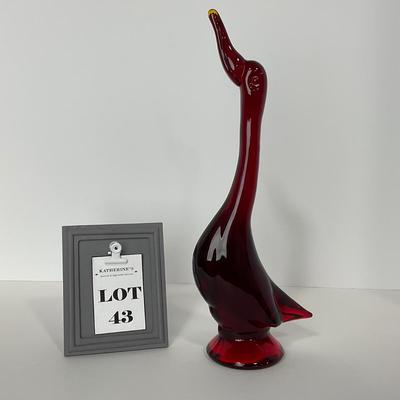 -43- VIKING | Mid Century Epic Ruby Red Duck | Stretched Neck