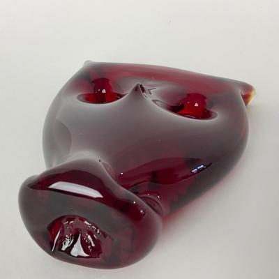 -44- VIKING | Mid Century Ruby Red Owl | Paperweight