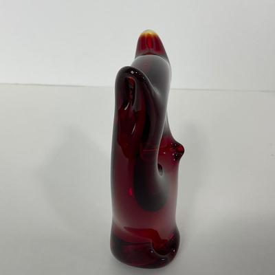 -44- VIKING | Mid Century Ruby Red Owl | Paperweight