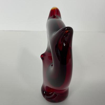 -44- VIKING | Mid Century Ruby Red Owl | Paperweight
