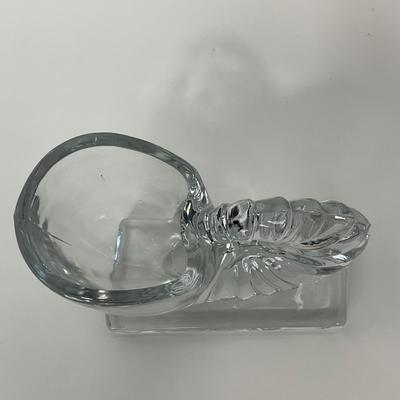 -45- NEW MARTINSVILLE | 1940â€™s Crystal Nautilus Sea Shell Bookends