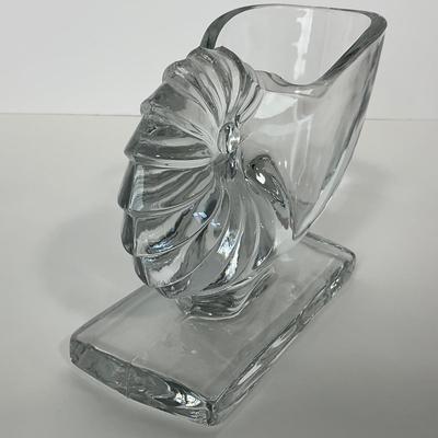 -45- NEW MARTINSVILLE | 1940â€™s Crystal Nautilus Sea Shell Bookends