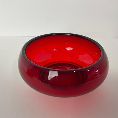 -50- VIKING | Mid Century Ruby Red Long Tail Bird | Candy Dish