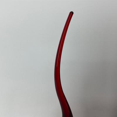 -50- VIKING | Mid Century Ruby Red Long Tail Bird | Candy Dish