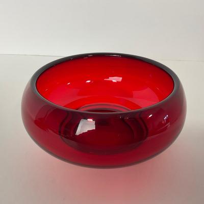 -50- VIKING | Mid Century Ruby Red Long Tail Bird | Candy Dish