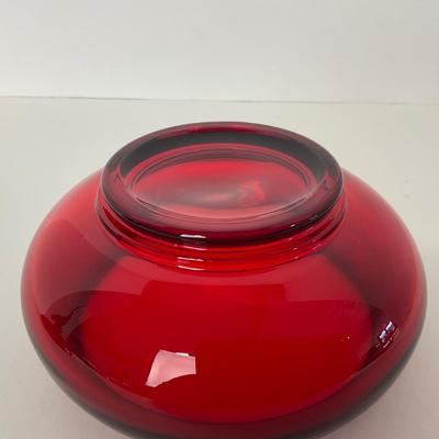 -50- VIKING | Mid Century Ruby Red Long Tail Bird | Candy Dish