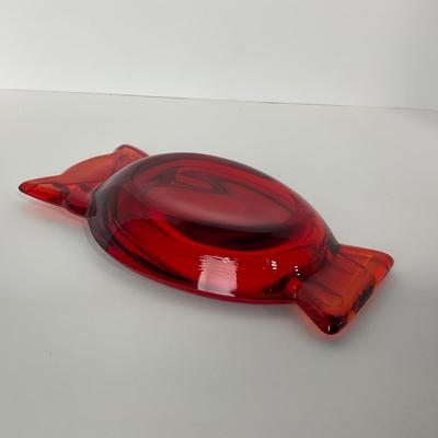 -53- VIKING | Mid Century Persimmon Amberina Owl | Ash Tray
