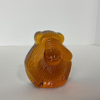 -55- VIKING | See No Evil Amber Monkey | Paperweight