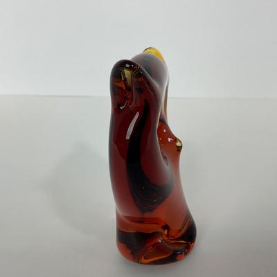 -56- VIKING | Mid Century Amber Owl | Paperweight